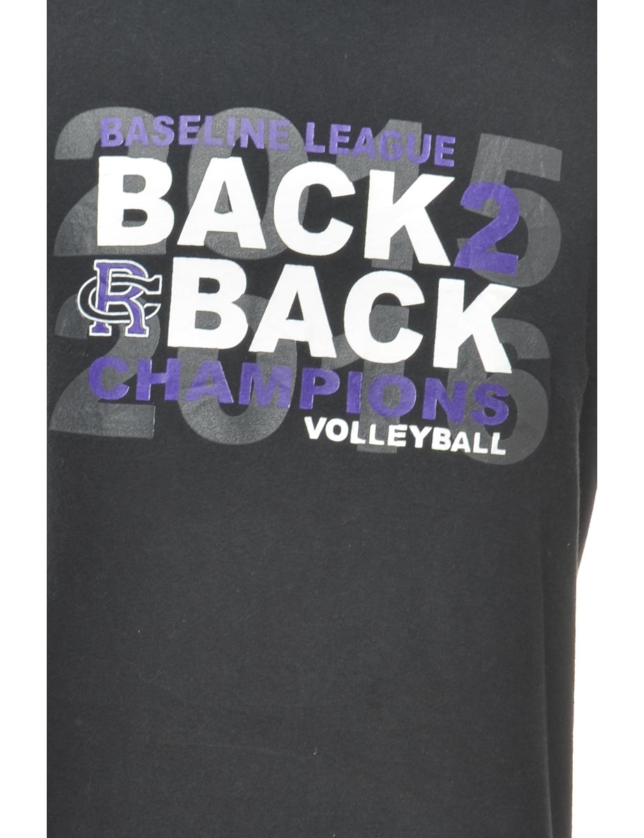 Unisex Baseline League Back 2 Back Champions Volleyball Printed T Shirt Black S Beyond Retro E