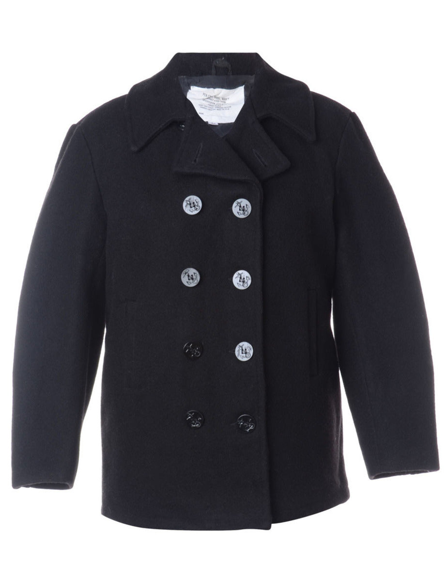 Women's 1990s Double Breasted Peacoat Black, M | Beyond Retro - E00620944