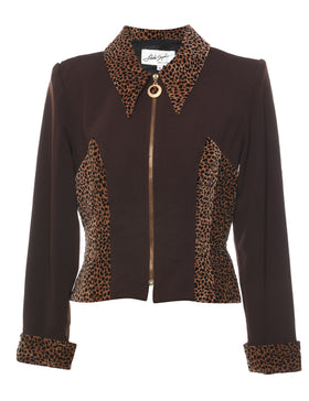 JESSICA HOWARD Womens Beige Animal Print Blazer Evening Jacket