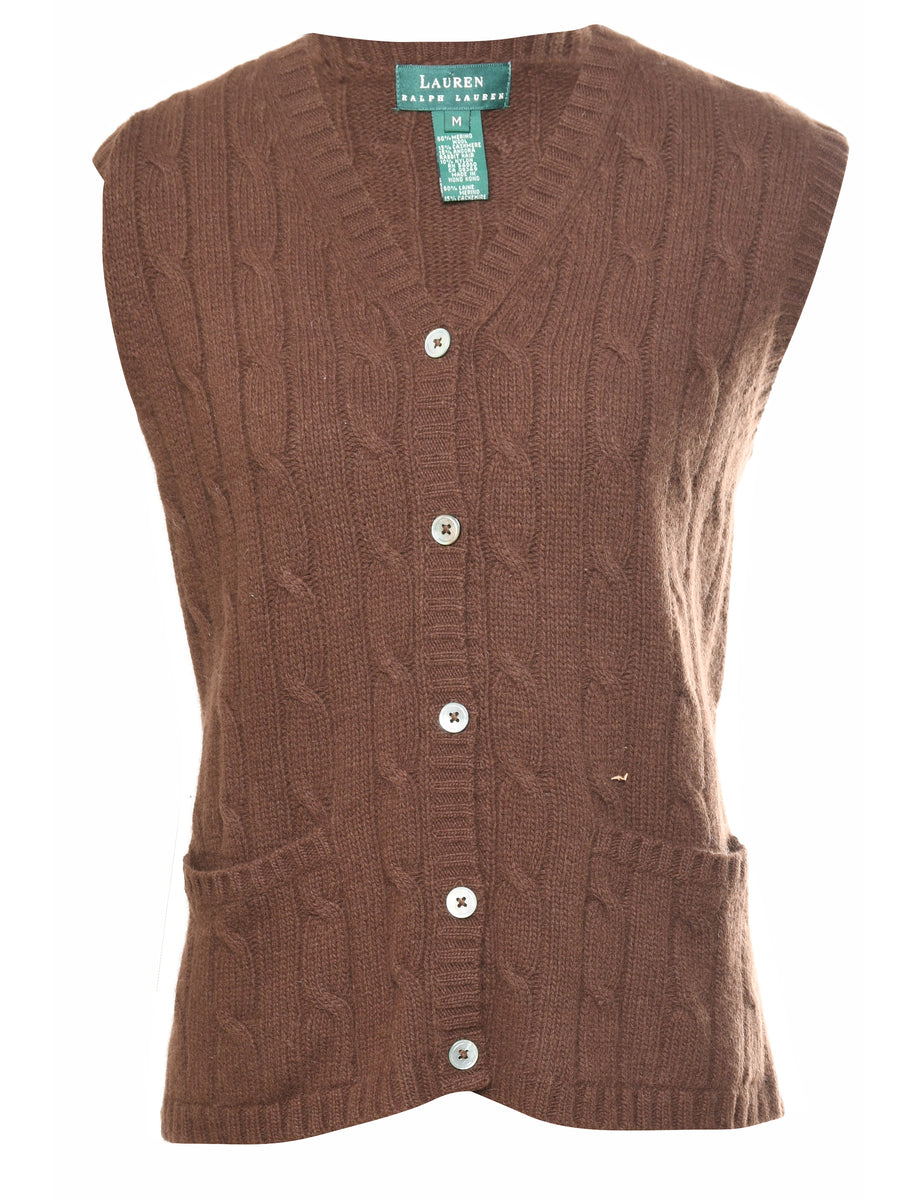 Women's Ralph Lauren Ralph Lauren Cable Knit Sweater Vest Brown, M | Beyond  Retro - E00912953