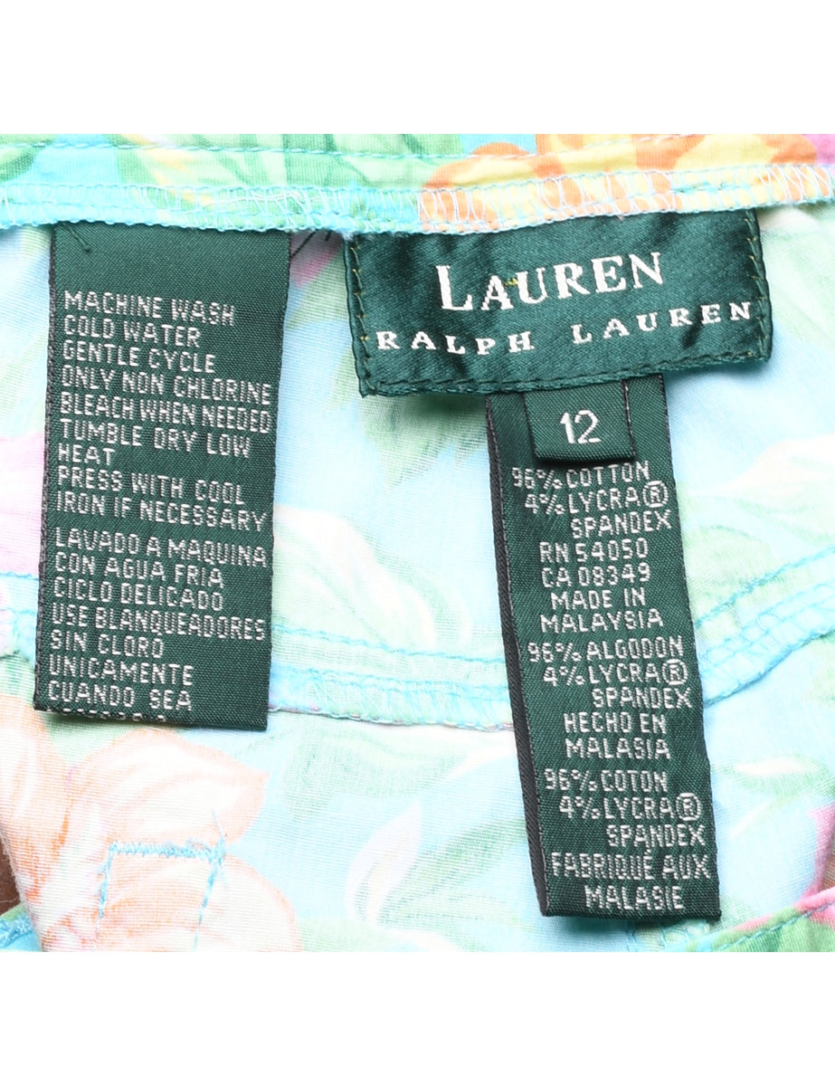 Women's Ralph Lauren Ralph Lauren Floral Print Turquoise & Lilac Trousers  Green, M | Beyond Retro - E00908171