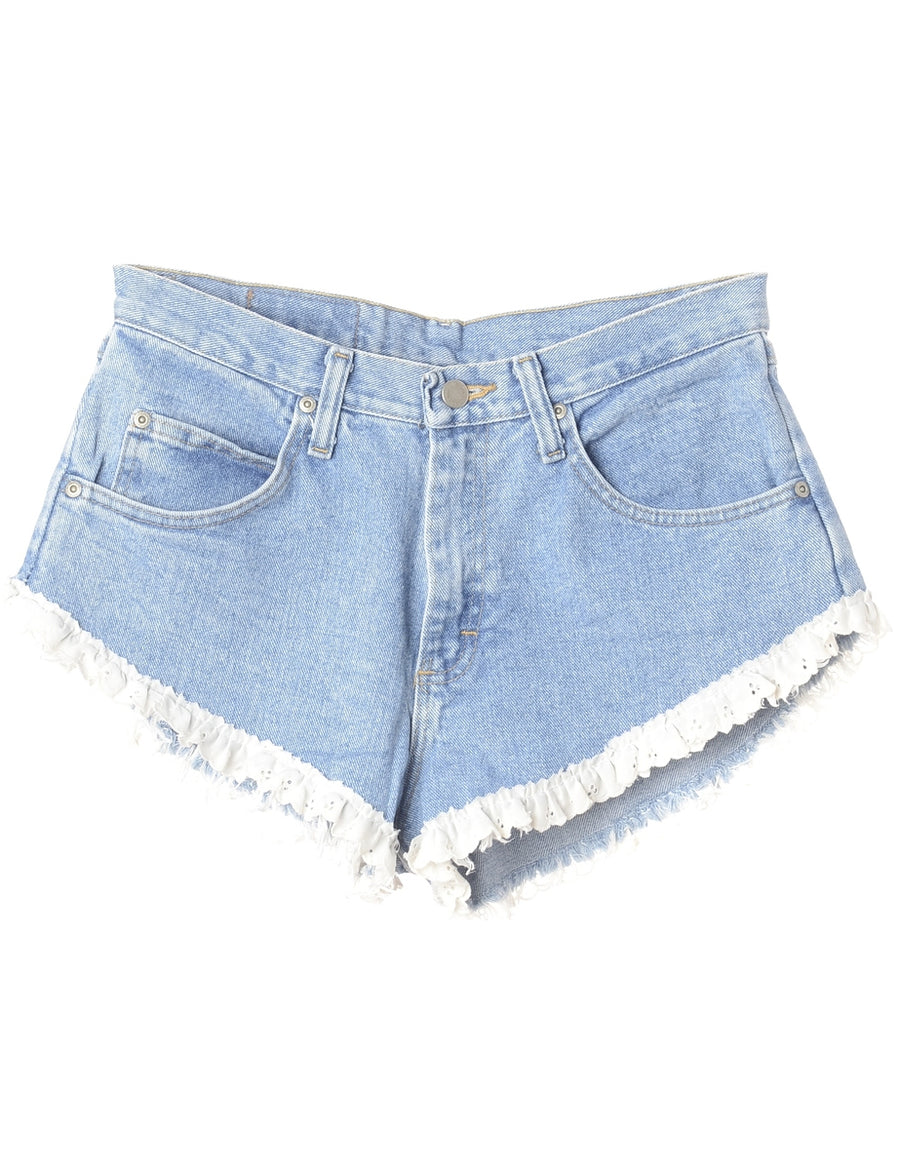 stone wash denim shorts