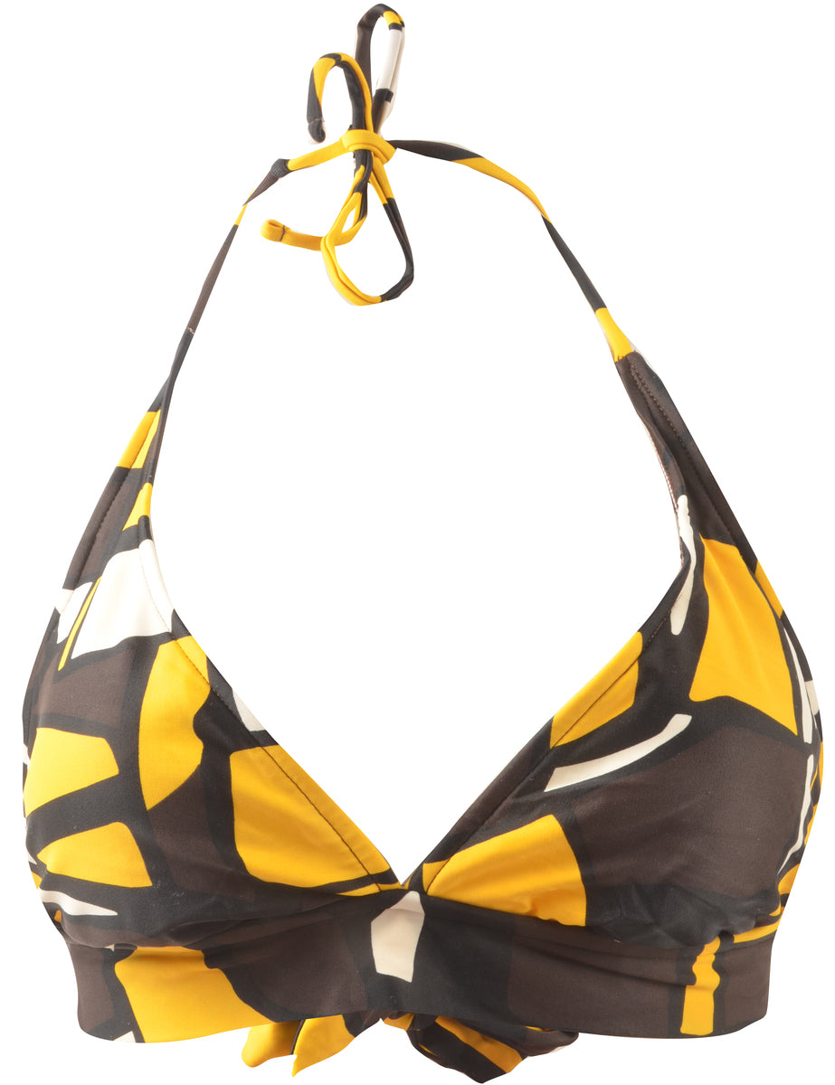 Image of Yellow & Brown Bikini Top  - M