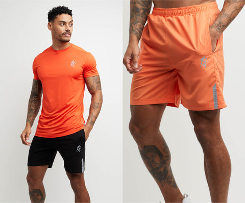 Mens Orange Sport tee and orange active sport short