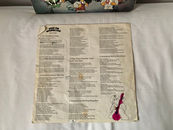 A photo of the second side of the lyric sheet for the vinyl record of 'Keep On Wombling' by The Wombles.