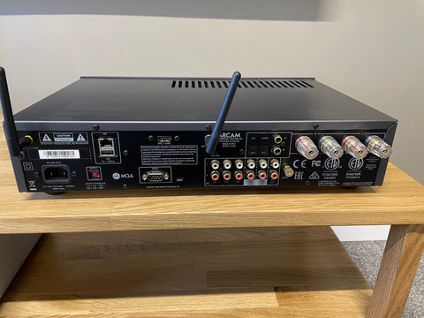 A photo of the back of the Arcam SA30 Class G Intelligent Integrated Amplifier
