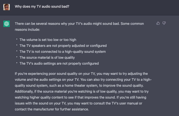 ChatGPT - Why does my TV Audio sound bad?