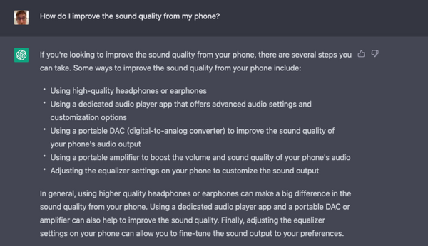 ChatGPT - How do I improve the sound quality from my phone?