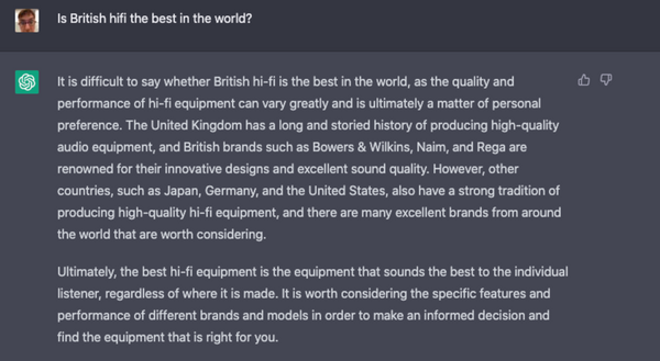 ChatGPT - Is British HiFi the best in the world?