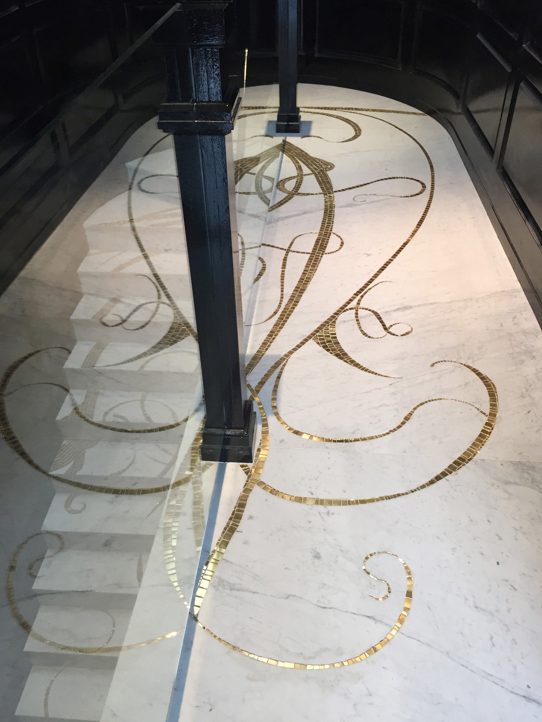SOHO Penthouse Marble & Gold Mosaic Floor & Stairs, New York, N.Y. By Cathleen Newsham