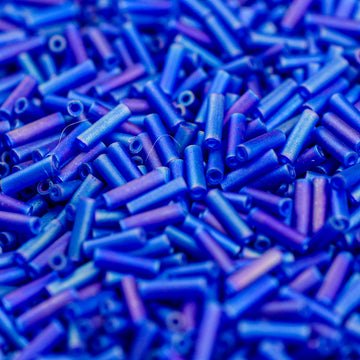 6 mm Bugle Beads Blue Topaz TSL