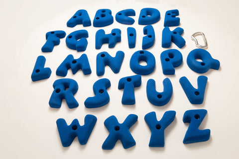 Letters of the alphabet rock climbing hand holds
