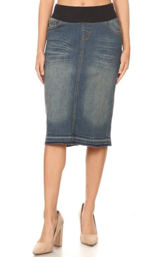 denim skirts calf length