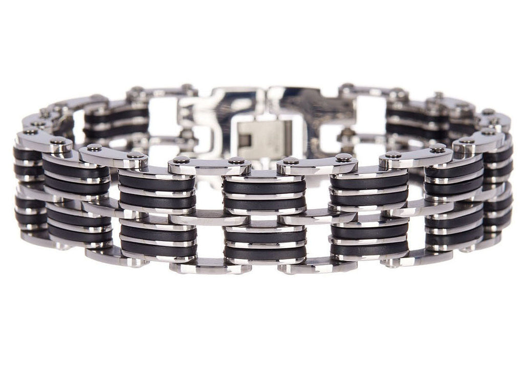 Mens Rubber Stainless Steel Bracelet – Blackjack Jewelry