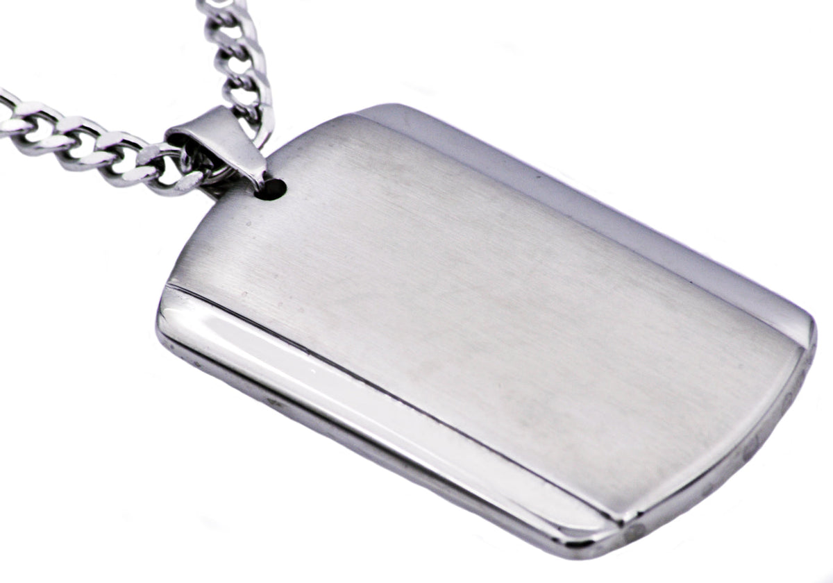 Mens Plated Stainless Steel Dog Tag Pendant | Blackjack Jewelry
