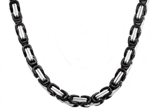 Mens 7mm Black Plated Stainless Steel Curb 24 Link Chain Necklace