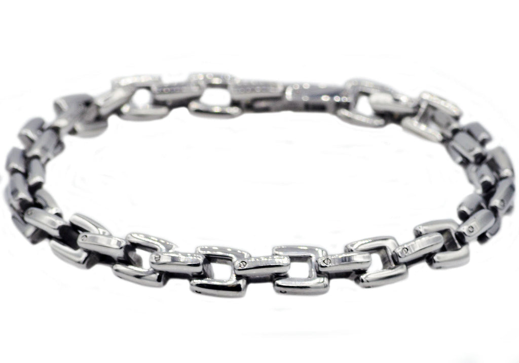 Mens Stainless Steel Square Link Chain Bracelet – Blackjack Jewelry