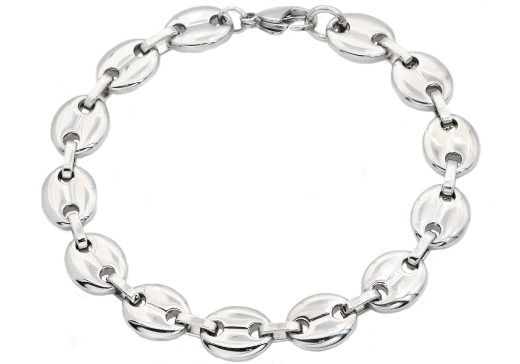 Mens Stainless Steel Puff Mariner Link Chain Bracelet | Blackjack Jewelry