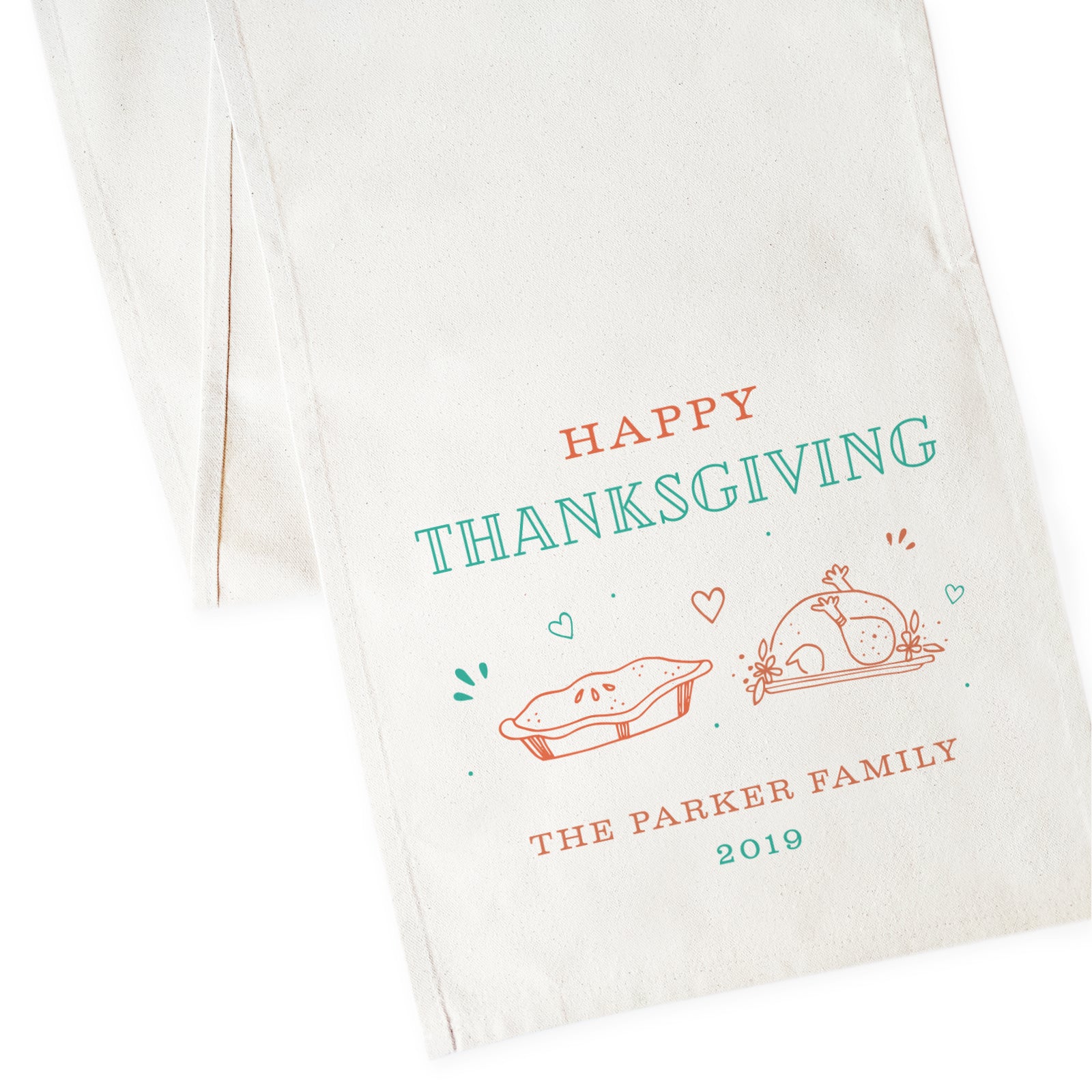Personalized Family Last Name Happy Thanksgiving and Year Canvas Table Runner