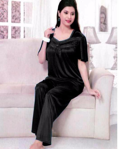Black Nighty - FL-529 - Flourish Nightwear - Ladies Nightdress - diKHAWA Online Shopping in Pakistan