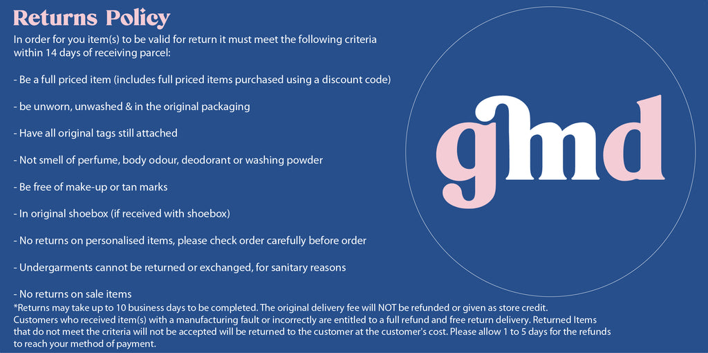 GMD Activewear Australia Returns Policy