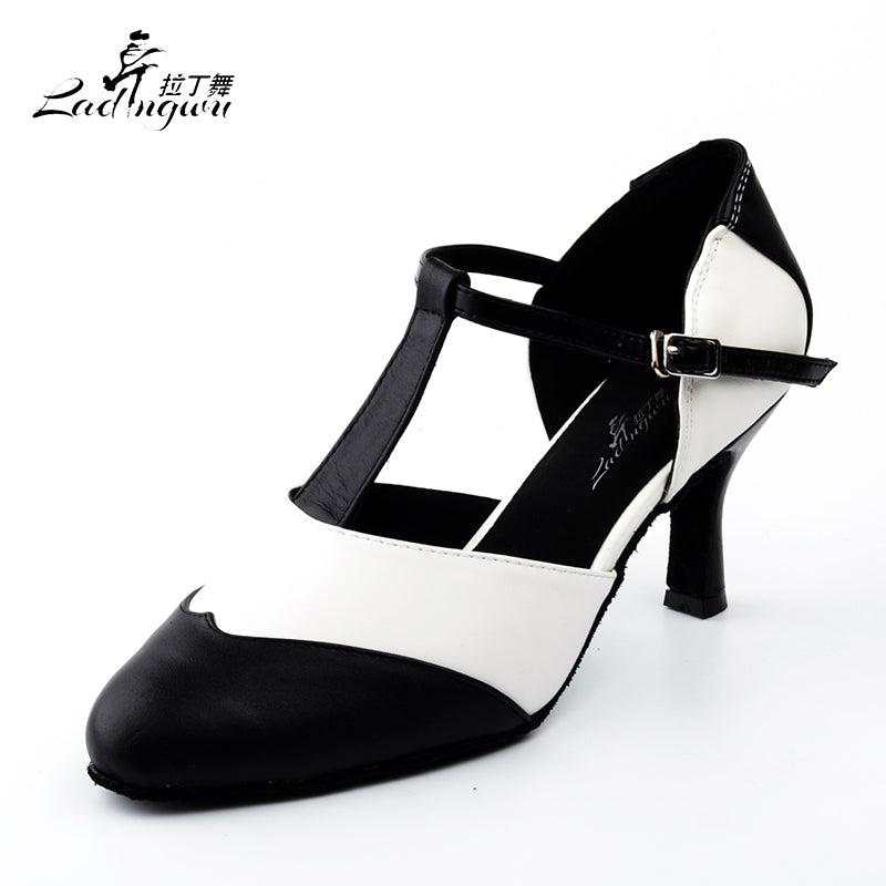 black and white ballroom shoes