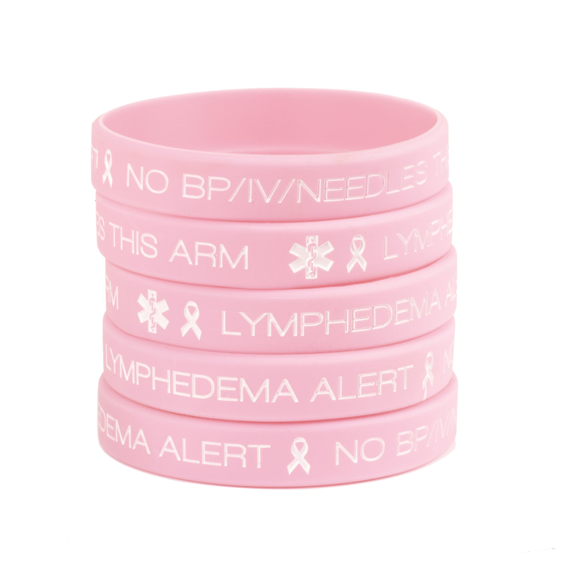 Pack Of 5 Pink Ribbon Lymphedema Alert Bracelet For Women Breast Cance Linnalove 1825