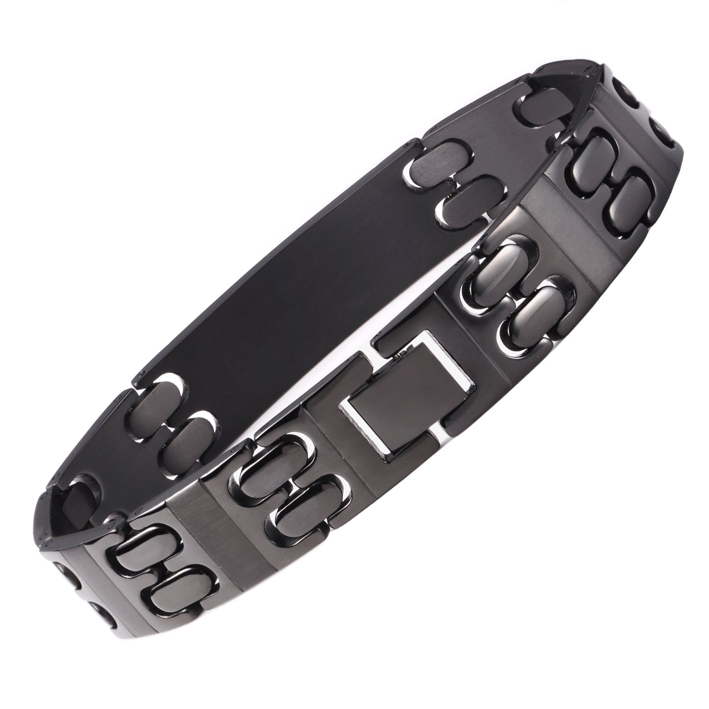 Solid Black Titanium Medical Alert Id Bracelets For Men With Free Engr Linnalove 4603