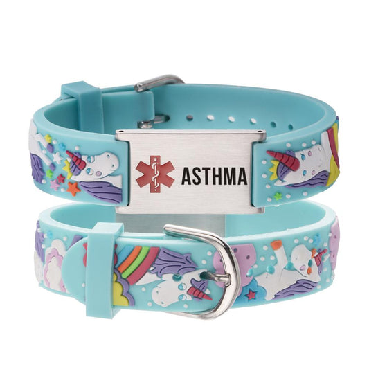 Bracelet Asthma Medical Alert Adjustable 24.5cm Stainless Steel Silicone |  eBay