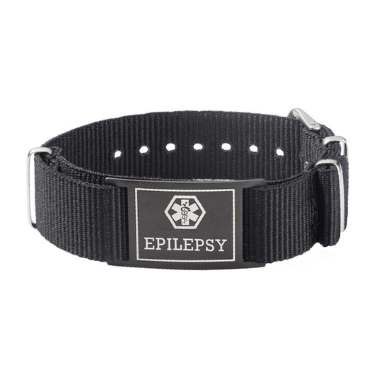 Epilepsy Bracelets for Boys & Girls-Black Canvas band