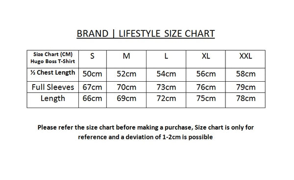 hugo boss t shirt size chart