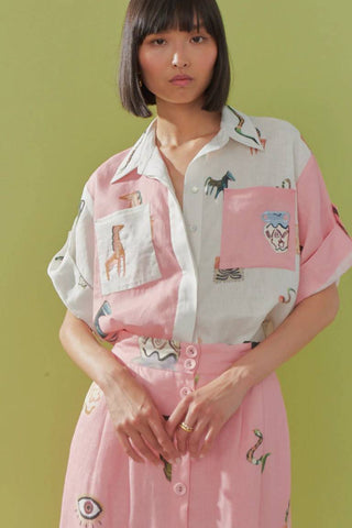 cleo shirt in pink from pre fall 2022 collection by alemais