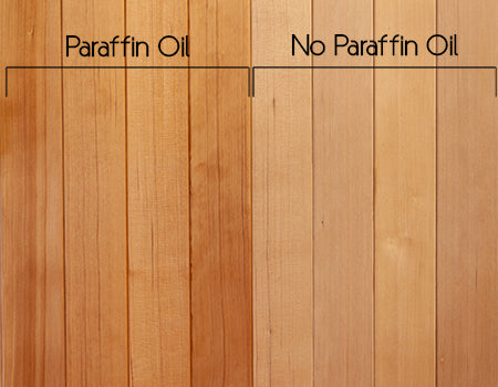 Hemlock T&G paneling with and without paraffin oil