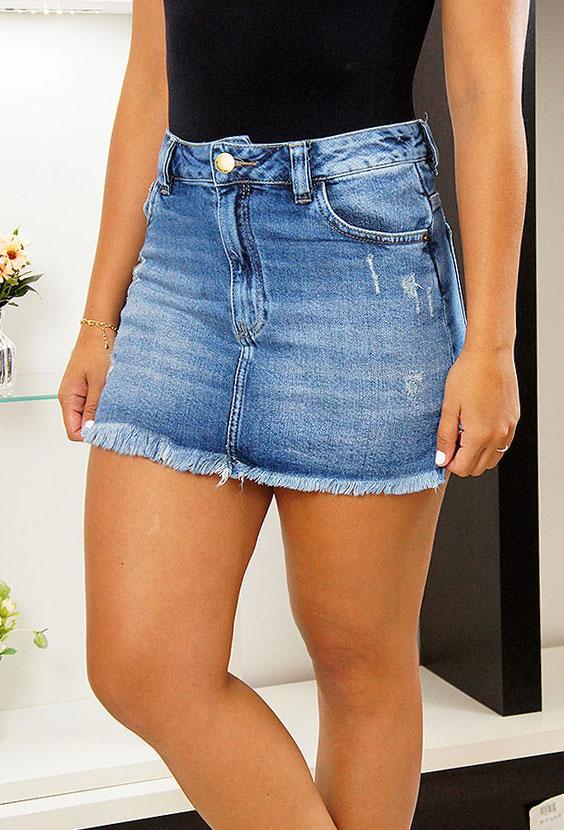 short saia jeans preto