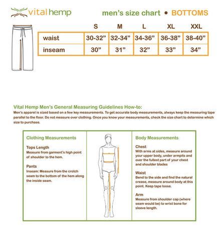 Men's Size Chart: Bottoms