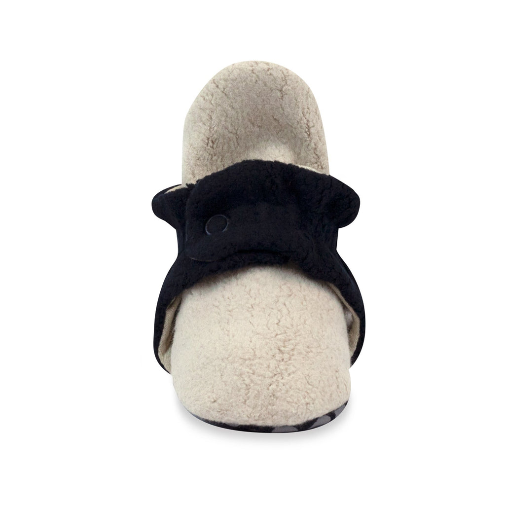 Zutano Cozie Fleece Gripper Stay-On Baby Bootie Slipper - Khaki/Black