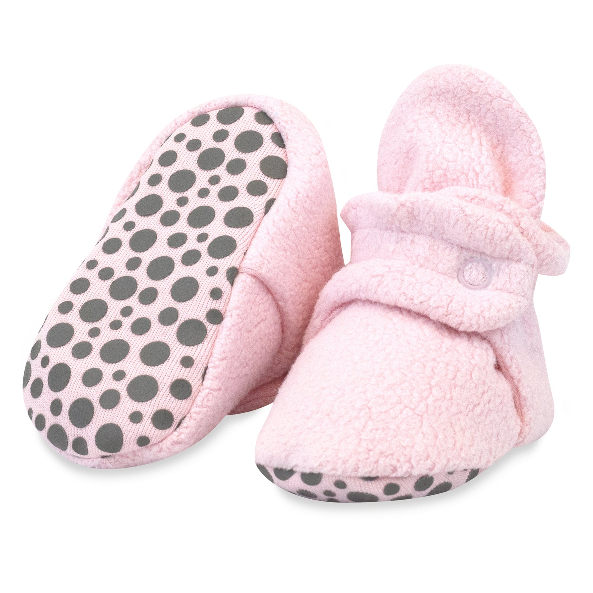 Image of Cozie Fleece Gripper Baby Bootie - Baby Pink