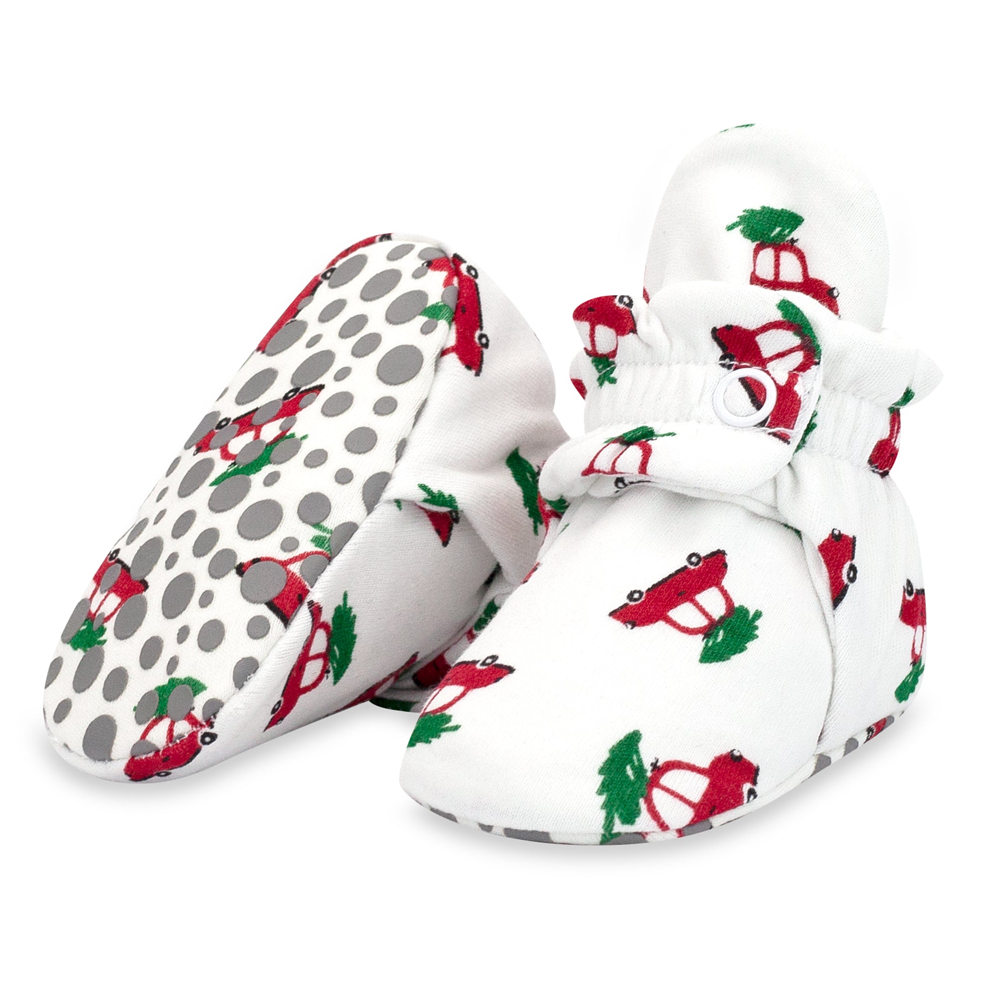 Image of Holiday Cars Organic Cotton Gripper Baby Bootie