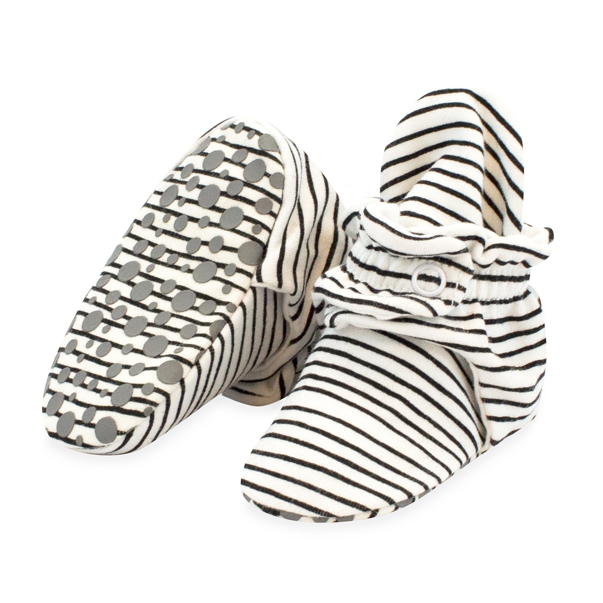 Image of Pencil Stripe Organic Cotton Gripper Baby Bootie