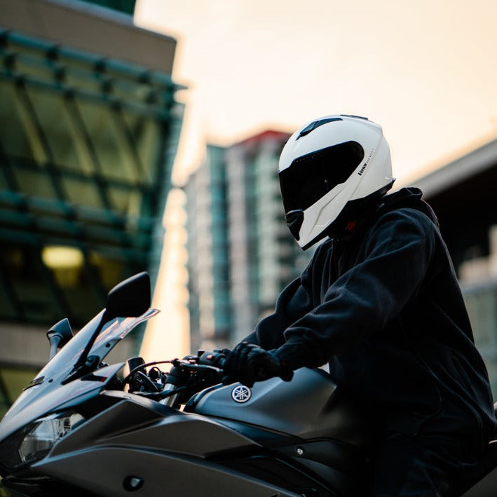 white motorcycle helmet