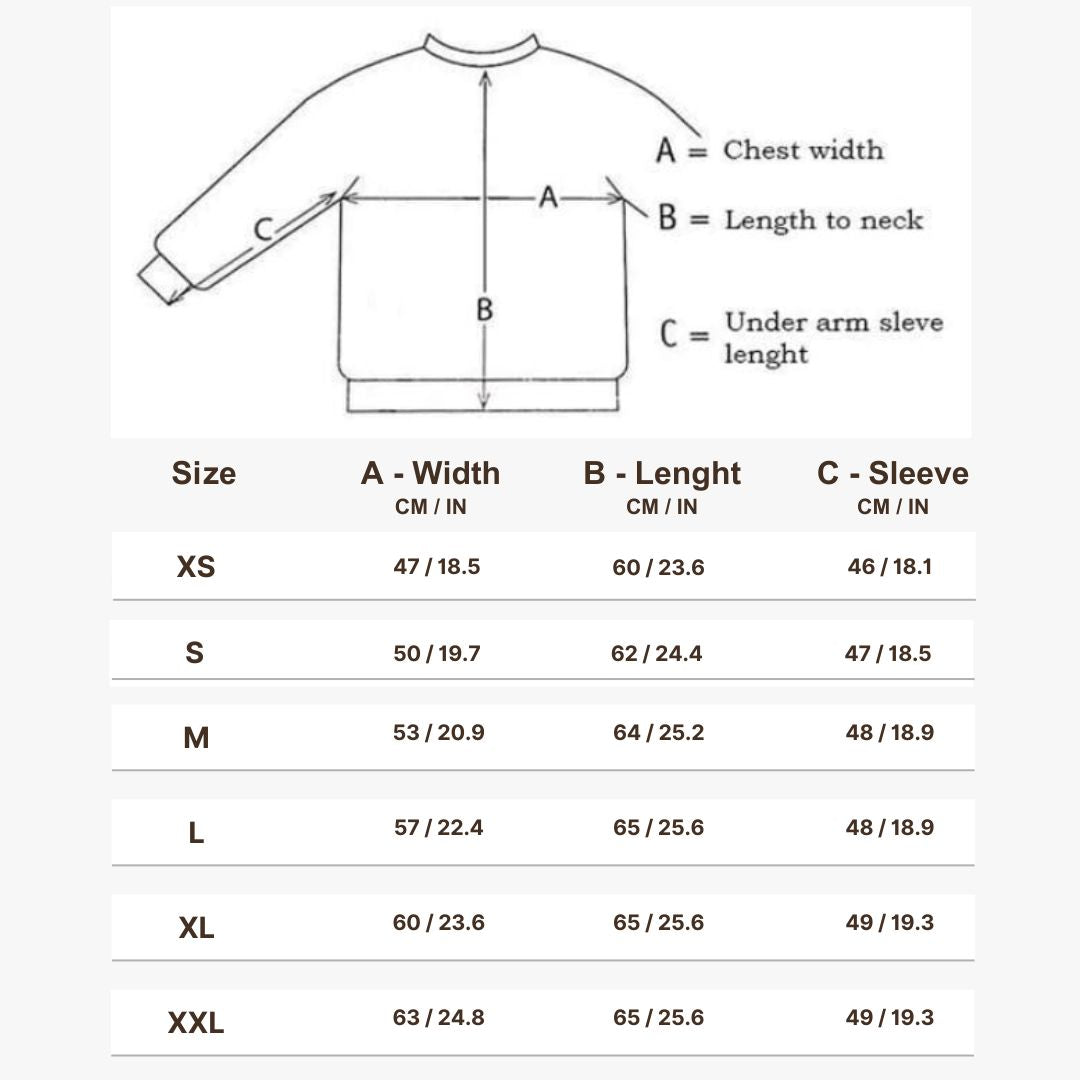 Size chart - Icelandic sweaters - Women's sweaters