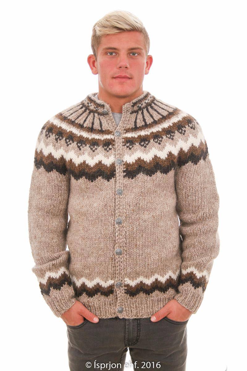 Heimdallur Icelandic Sweater - Beige  Authentic Hand-knitted Woolen  Heritage