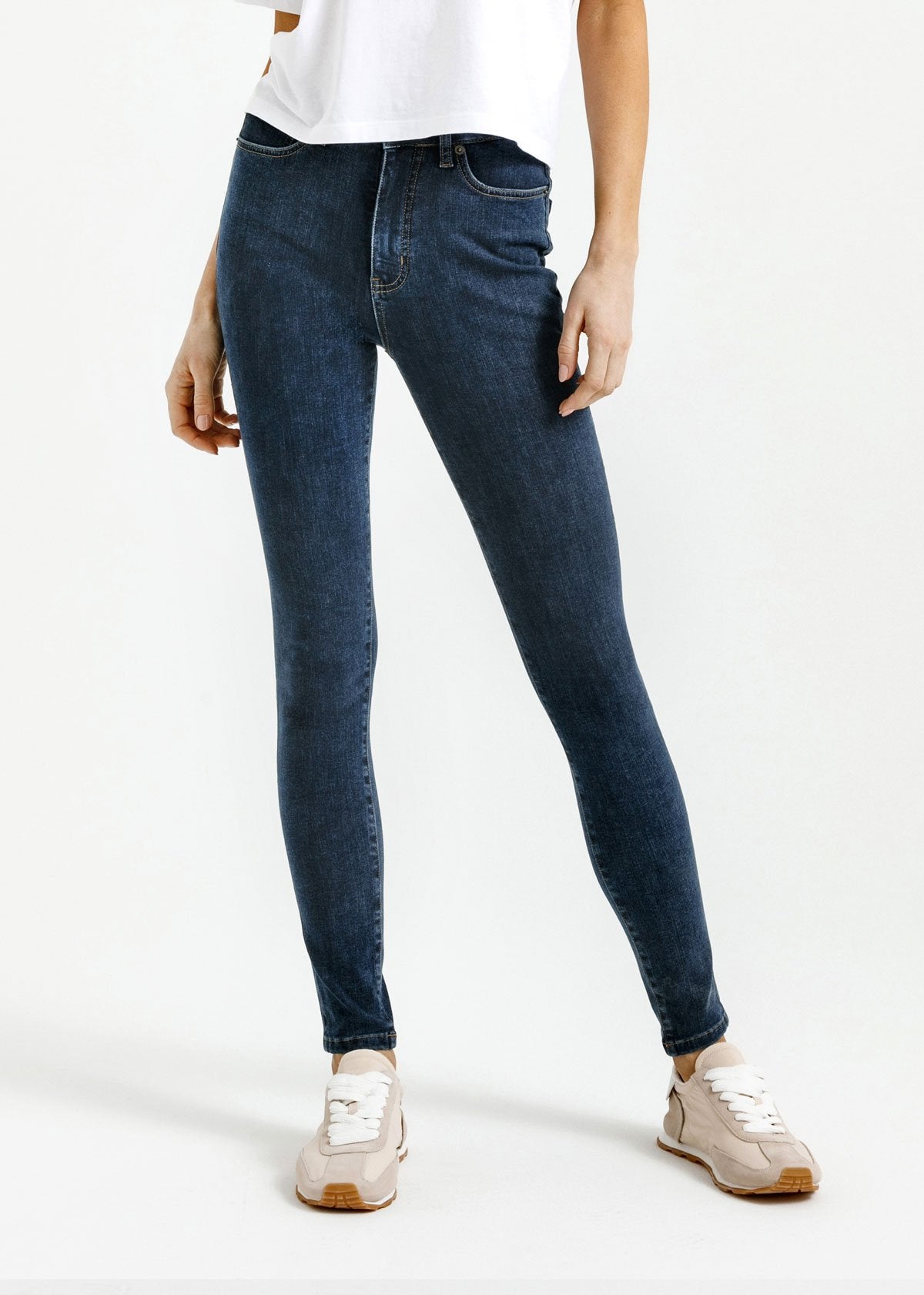 Women's Dark Blue Rise Skinny Fit Stretch Jeans – DUER