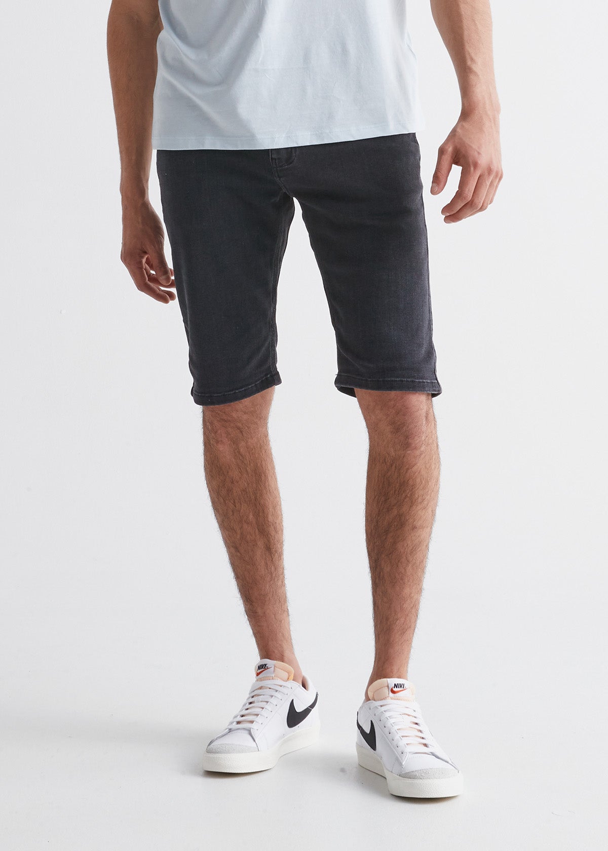 Men's Light Grey Slim Fit Stretch Jean Shorts – DUER