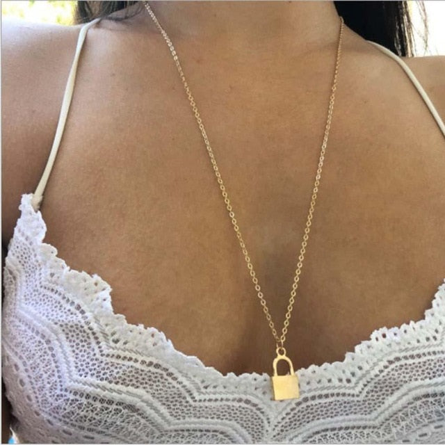 Silver \u0026 Gold Lock Charm Necklace 