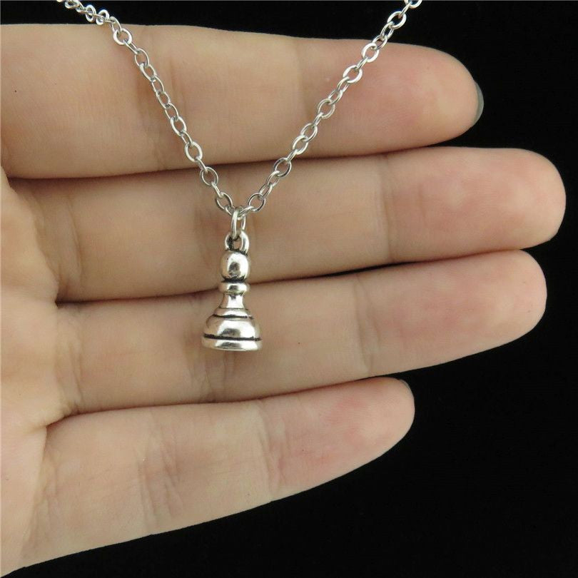 Vintage Silver Chess Necklace with Pendant - Chess Boutique