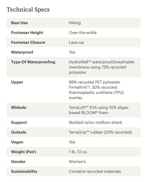 REI Flash Hiking Boots Technical Specifications