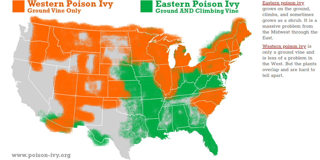 Poison Ivy Map - Where Poison Ivy Grows