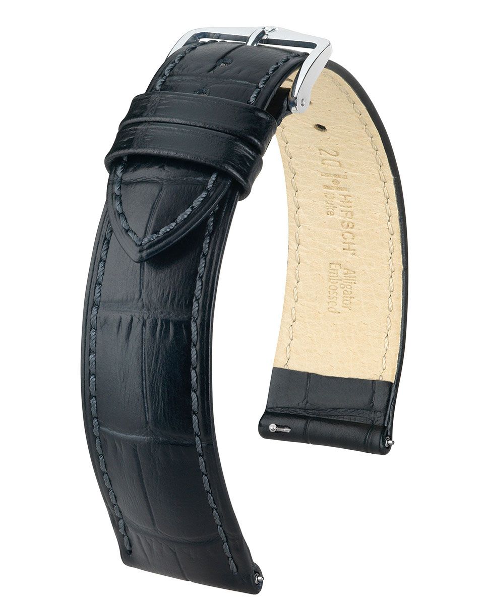 Hirsch DUKE Alligator Embossed Leather Watch Strap - /