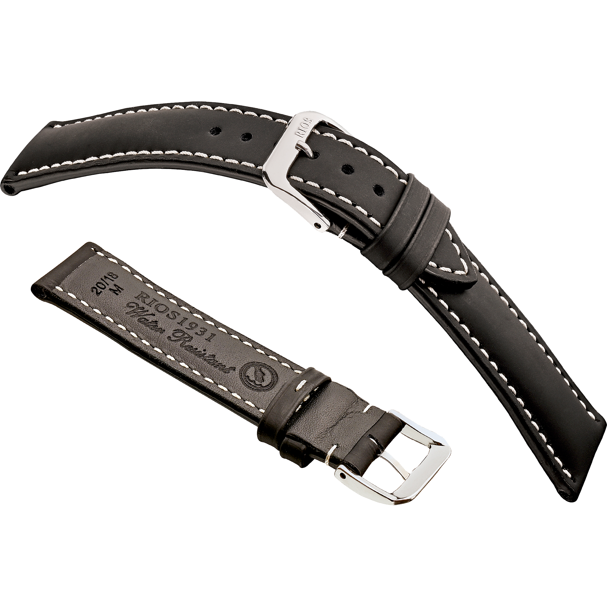 Rios 1931 Watchstrap - POLO Genuine Cowhide with rubber grip / Black